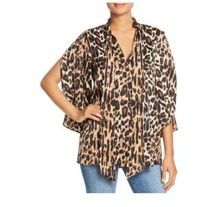 Runs like a petite M-L: Kenneth Cole Leopard Blouse with Slit Wide Sleeves
